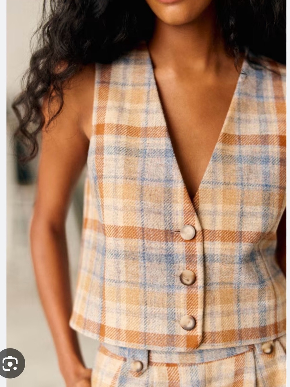 Sezane Drea Jacket Ochre - Blue Check - Size 12
